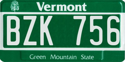 VT license plate BZK756