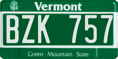 VT license plate BZK757