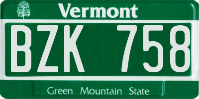 VT license plate BZK758