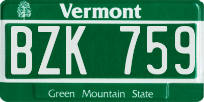 VT license plate BZK759