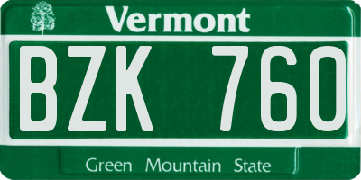 VT license plate BZK760