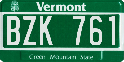 VT license plate BZK761