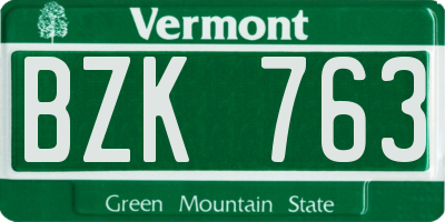 VT license plate BZK763