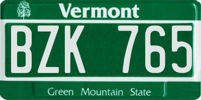 VT license plate BZK765