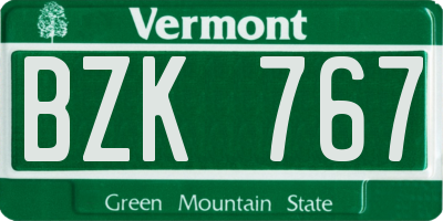 VT license plate BZK767