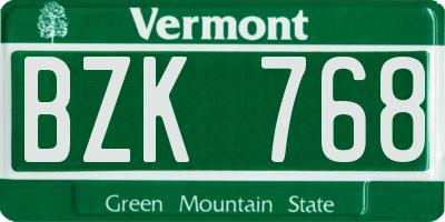 VT license plate BZK768
