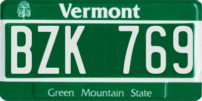 VT license plate BZK769