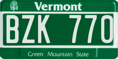 VT license plate BZK770