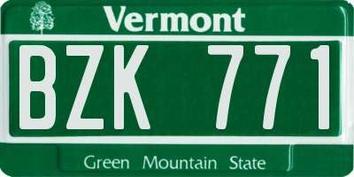 VT license plate BZK771