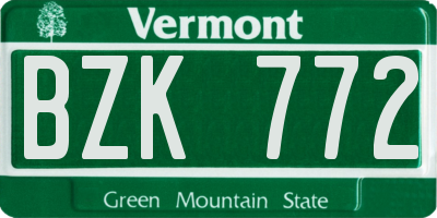 VT license plate BZK772
