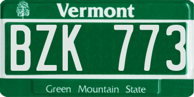 VT license plate BZK773