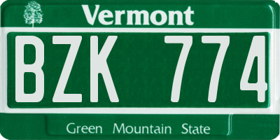 VT license plate BZK774