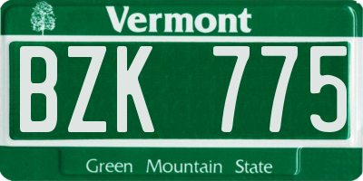 VT license plate BZK775