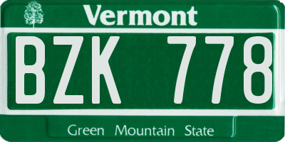 VT license plate BZK778