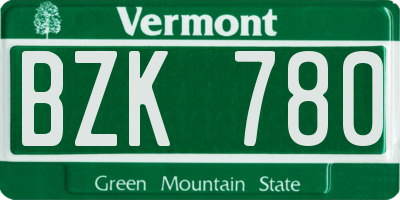 VT license plate BZK780