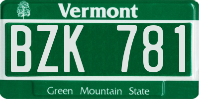 VT license plate BZK781
