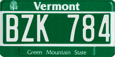 VT license plate BZK784