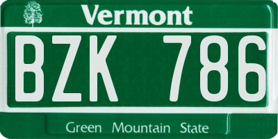 VT license plate BZK786