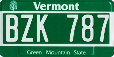 VT license plate BZK787