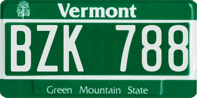 VT license plate BZK788