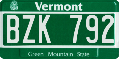 VT license plate BZK792