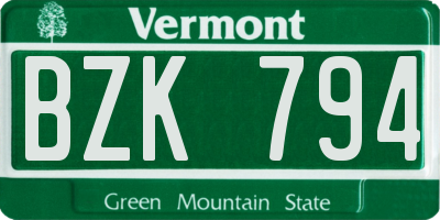 VT license plate BZK794