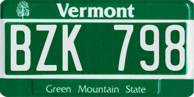 VT license plate BZK798