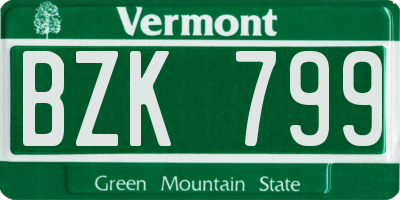 VT license plate BZK799