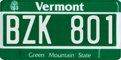 VT license plate BZK801