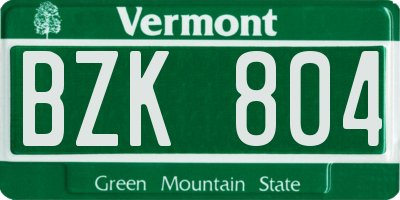 VT license plate BZK804