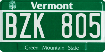 VT license plate BZK805