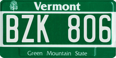 VT license plate BZK806