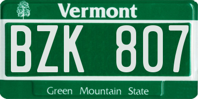 VT license plate BZK807