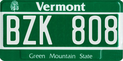 VT license plate BZK808