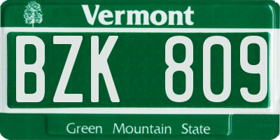 VT license plate BZK809