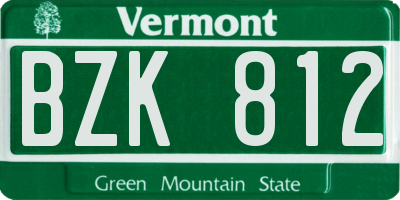 VT license plate BZK812