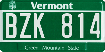 VT license plate BZK814