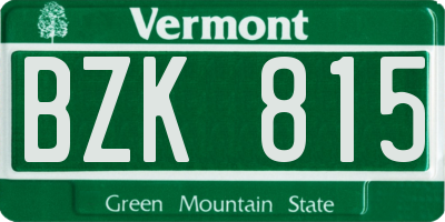 VT license plate BZK815