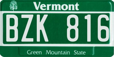 VT license plate BZK816