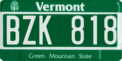 VT license plate BZK818
