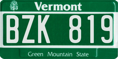 VT license plate BZK819