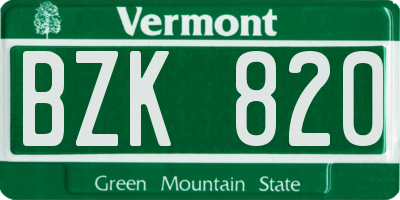VT license plate BZK820