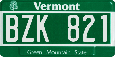 VT license plate BZK821