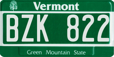 VT license plate BZK822