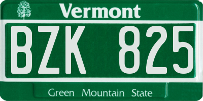 VT license plate BZK825