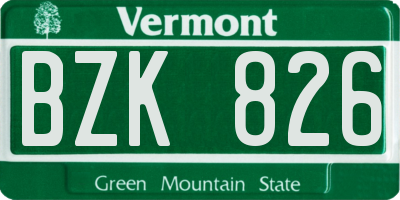 VT license plate BZK826
