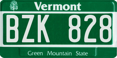 VT license plate BZK828