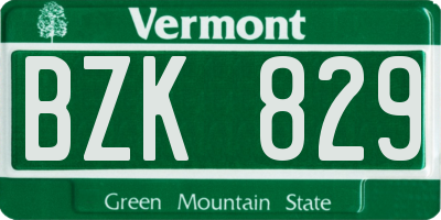 VT license plate BZK829