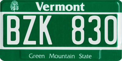 VT license plate BZK830