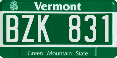 VT license plate BZK831